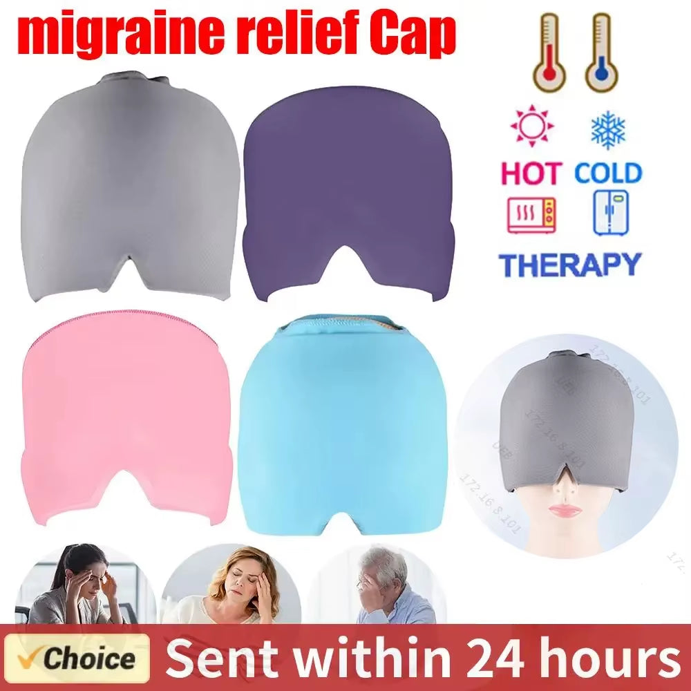 Relief Headgear Migraine Relief Cap Gel Ice Cap Cold Compress Therapy Cap Ice Head Wrap Pack Eye Mask for Pressure Relieve Pain